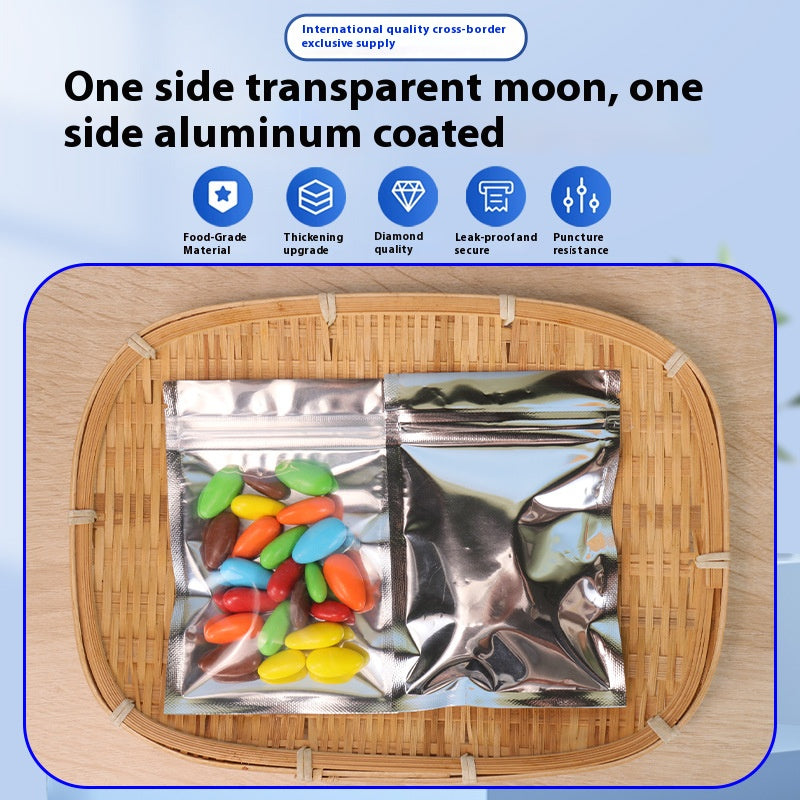 50pcs of Resealable Aluminum Foil Clear Pouch Reusable Zipper Lock Food Packaging Heat Seal Bags