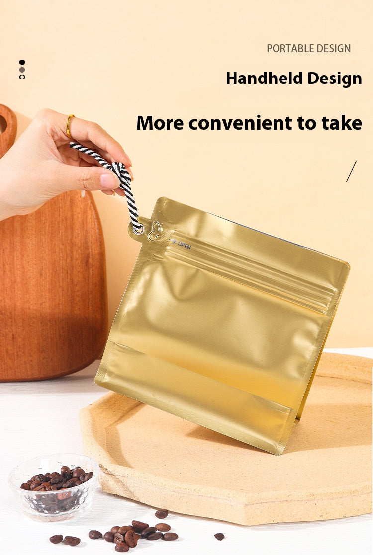 Matte Ziplock Heat-Sealable and Resealable Pouches 50pcs of High Barrier Flat Bottom Stand-Up Coffee Bean Bags With Valve
