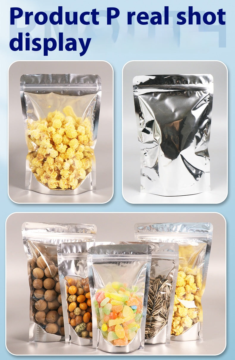 50pcs of Smell Proof Resealable Bag with Clear and Foil Pouch Stand-up for Food Self Sealing Storage