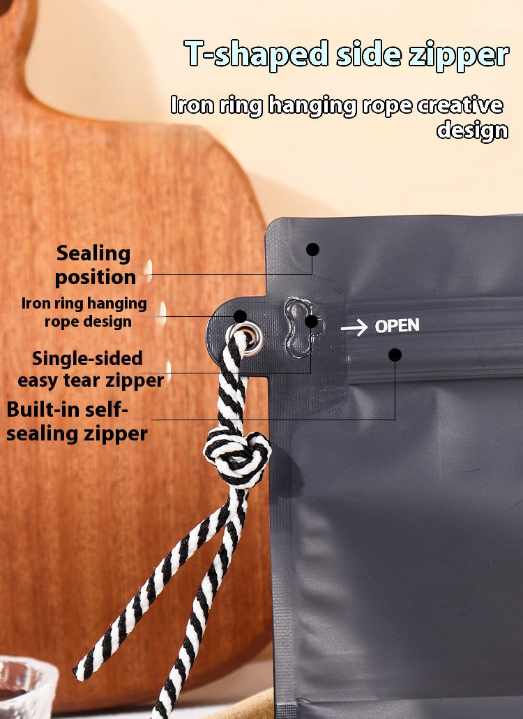 50pcs of High Barrier Flat Bottom Standing Coffee Bean Bags Without Valve Matte Ziplock Heat-Sealable and Resealable Pouches