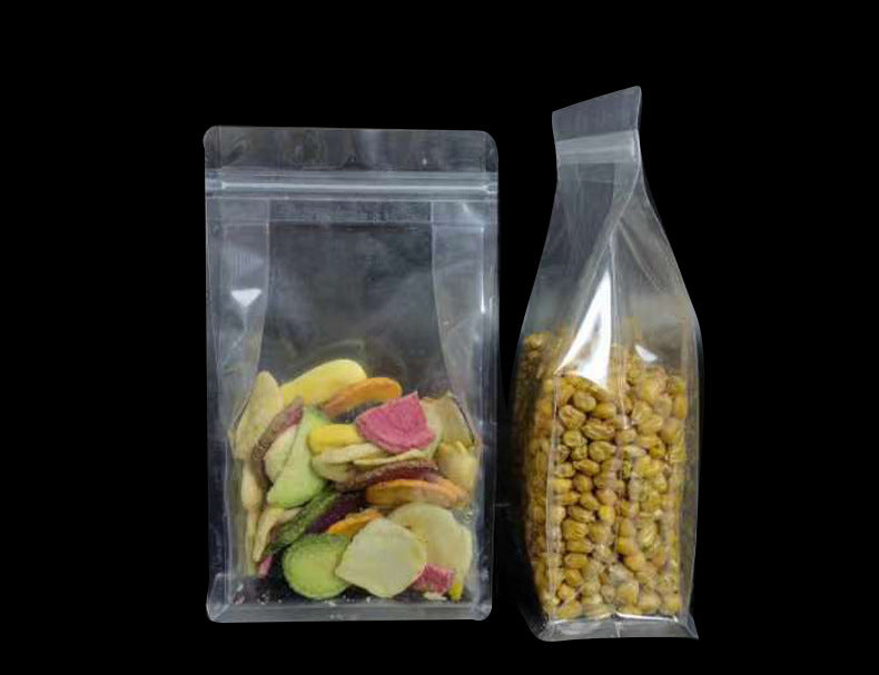 50pcs of Transparent Bottom Standing Storage Packaging Bags Reusable Heat Seal Side Zipper Pouches