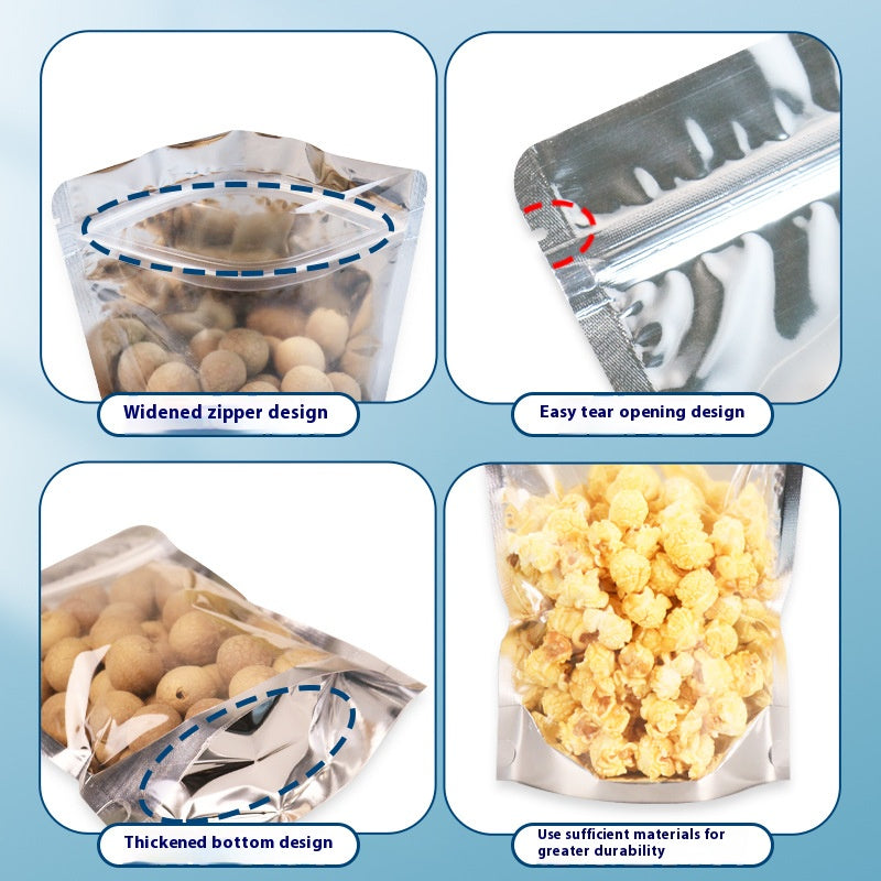 50pcs of Smell Proof Resealable Bag with Clear and Foil Pouch Stand-up for Food Self Sealing Storage