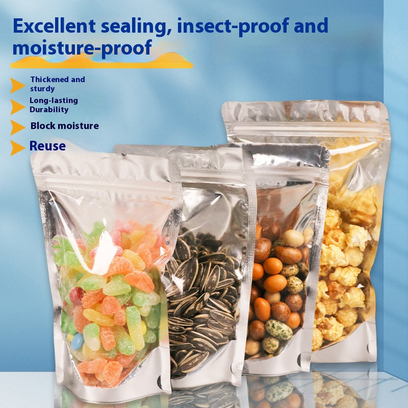 50pcs of Smell Proof Resealable Bag with Clear and Foil Pouch Stand-up for Food Self Sealing Storage