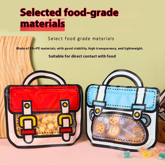 100pcs Cartoon Plastic Ziplock Seal Bags Gift Candy Bags with Handle Resealable Packaging Food Storage Party Favor Birthday Bags