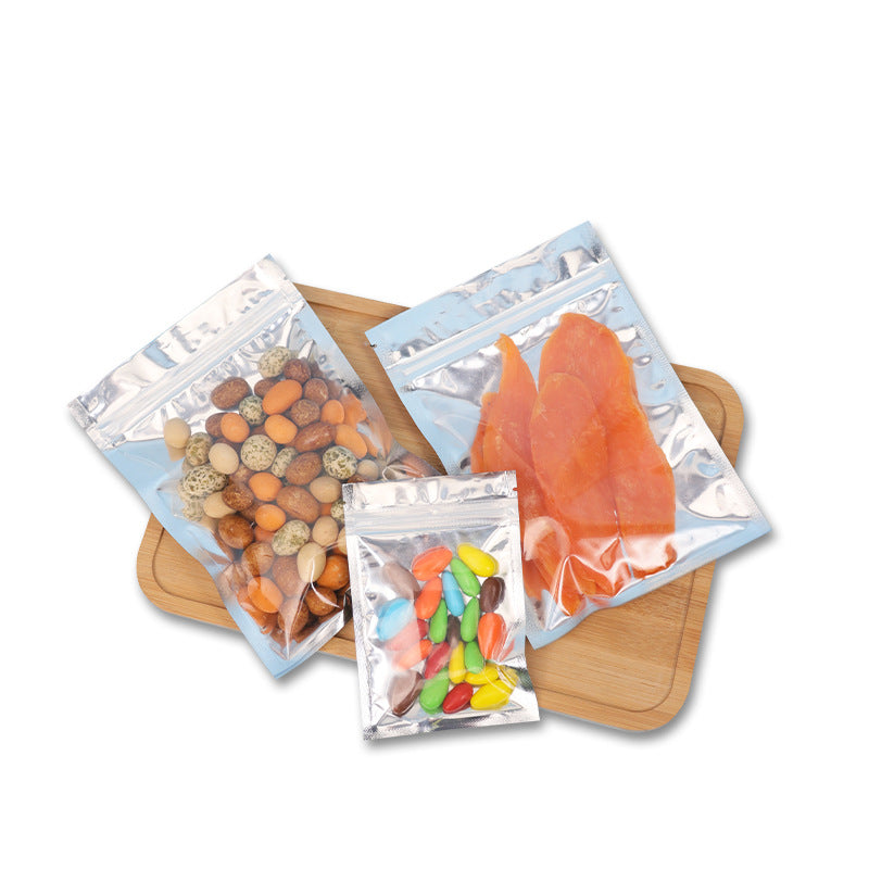 50pcs of Resealable Aluminum Foil Clear Pouch Reusable Zipper Lock Food Packaging Heat Seal Bags