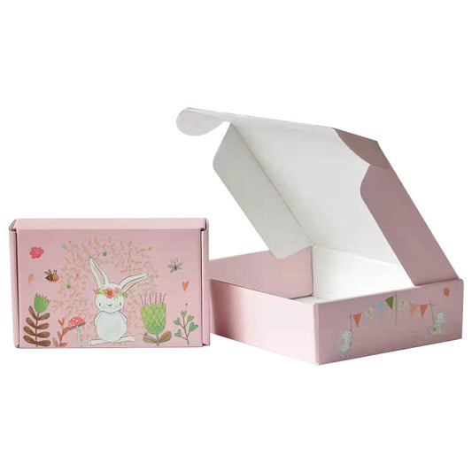 20 Pieces Cutie Rabbit Pattern Cardboard Corrugated Mailers Shipping Boxes for Small Business Mailing Gift