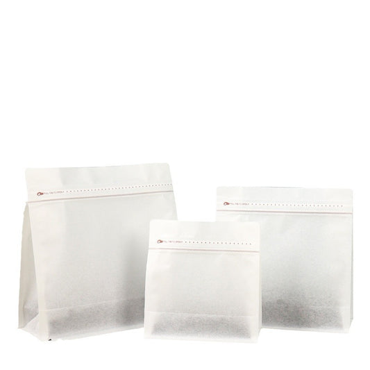 50pcs Cotton Paper Side Zipper Flat Bottom Stand-up Coffee Bag Resealable Food Storage Bags