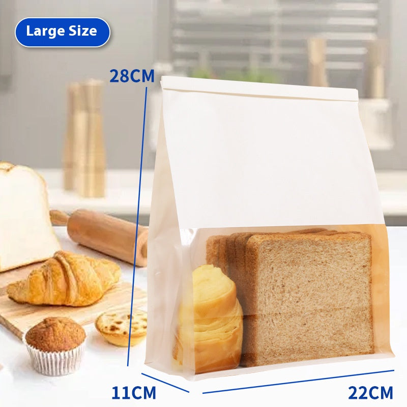 100 Pcs Bread Bags for Homemade Bread Sourdough Large Kraft Paper Storage Bags with Window and Tin Tie Tab Lock
