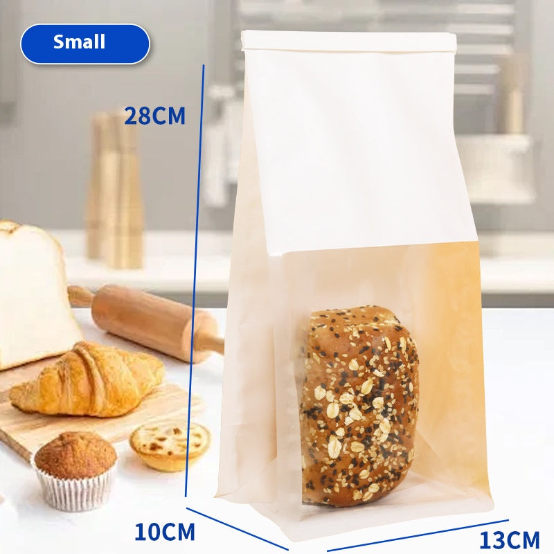 100 Pcs Bread Bags for Homemade Bread Sourdough Large Kraft Paper Storage Bags with Window and Tin Tie Tab Lock