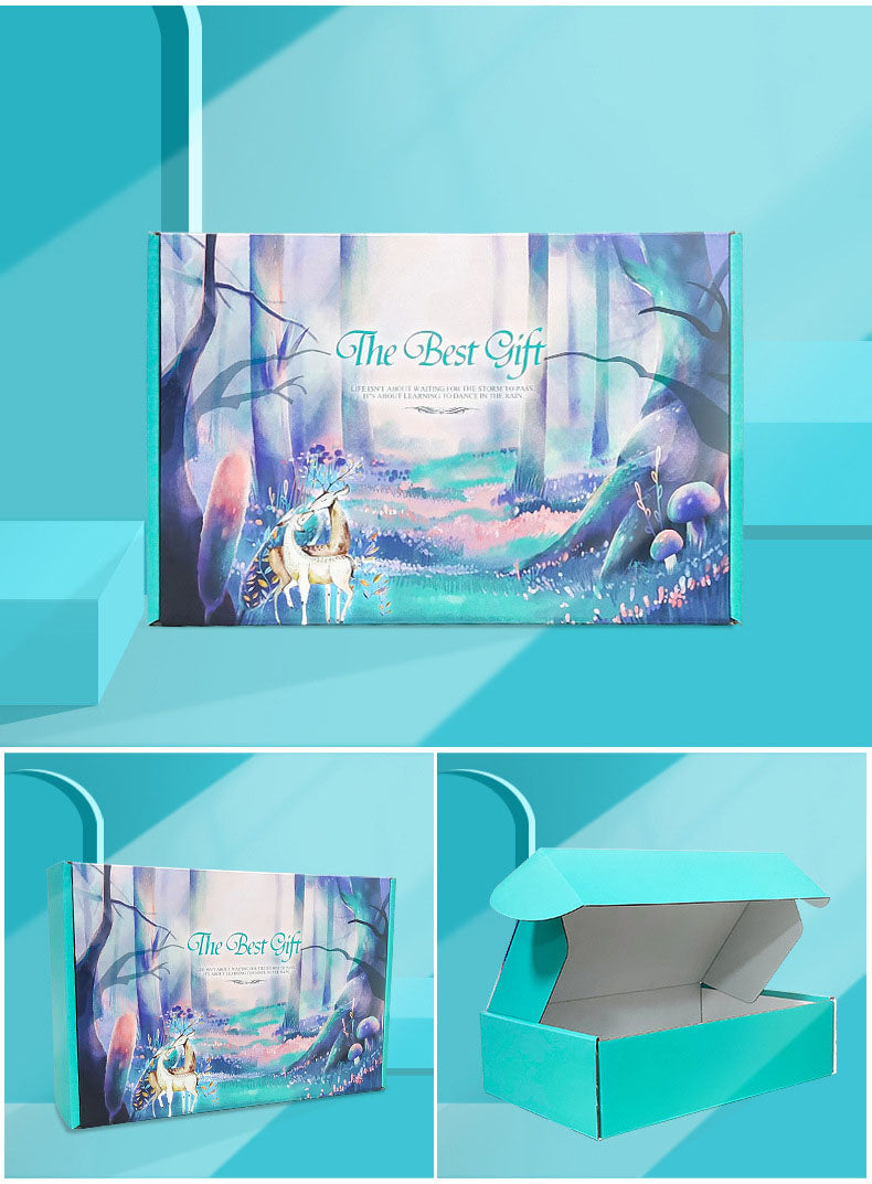 20 Pieces Fantasy Forest Pattern Shipping Boxes Corrugated Cardboard Box for Packing Moving and Storage