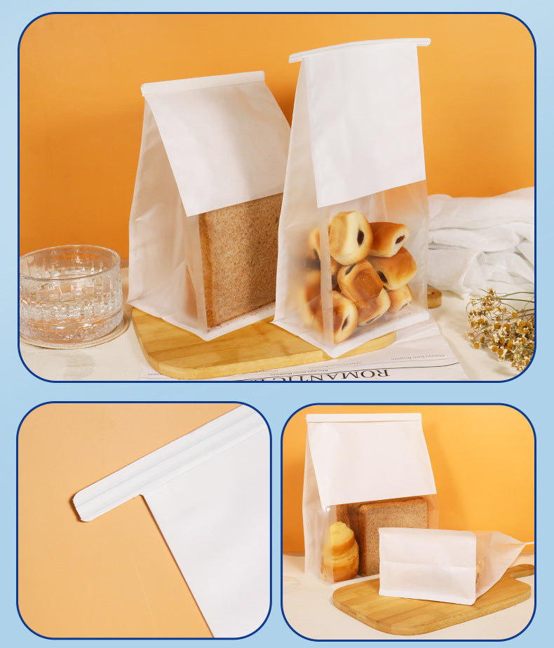 100 Pcs Bread Bags for Homemade Bread Sourdough Large Kraft Paper Storage Bags with Window and Tin Tie Tab Lock