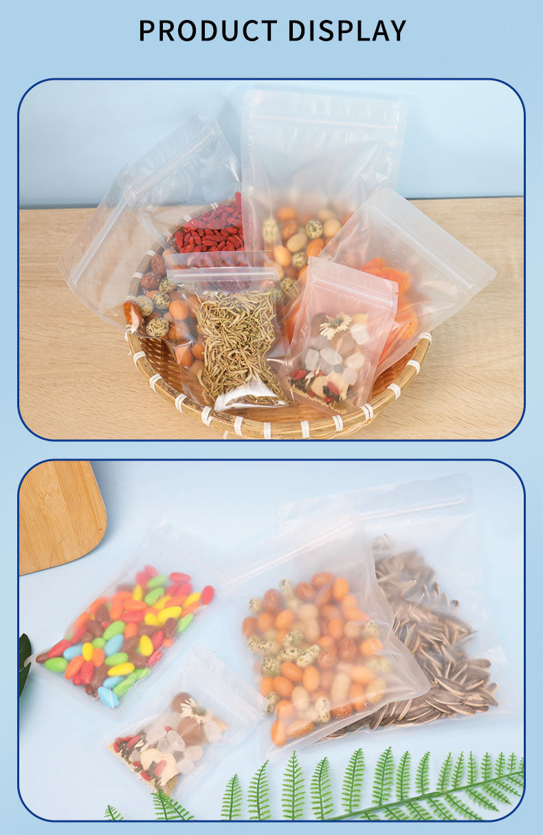 Moisture-Proof Transparent Sealing Bag Zipper Pouch 50pcs of Food Packaging Bag Resealable Ziplock Pouches for Snack Food Tea Clear