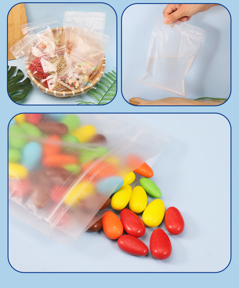 Moisture-Proof Transparent Sealing Bag Zipper Pouch 50pcs of Food Packaging Bag Resealable Ziplock Pouches for Snack Food Tea Clear