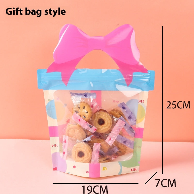 100pcs Cartoon Plastic Ziplock Seal Bags Gift Candy Bags with Handle Resealable Packaging Food Storage Party Favor Birthday Bags