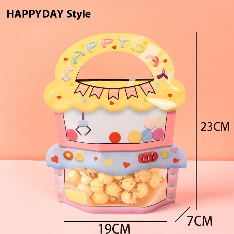 100pcs Cartoon Plastic Ziplock Seal Bags Gift Candy Bags with Handle Resealable Packaging Food Storage Party Favor Birthday Bags