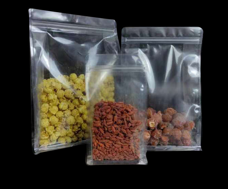 50pcs of Transparent Bottom Standing Storage Packaging Bags Reusable Heat Seal Side Zipper Pouches