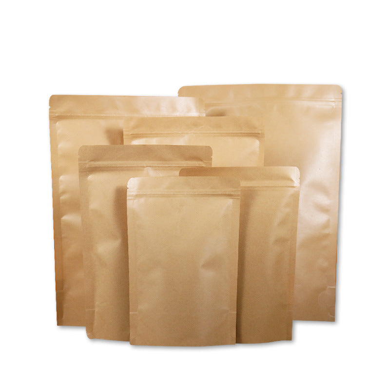 50pcs of Kraft Paper Stand Up Resealable Pouch Bag and Tear Notch for Multipurpose Storage