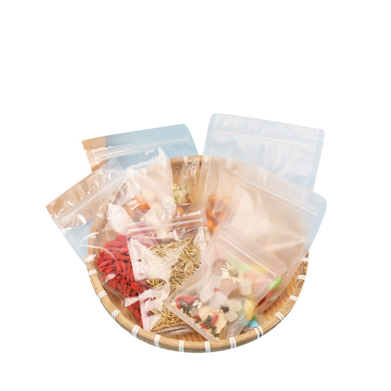 Moisture-Proof Transparent Sealing Bag Zipper Pouch 50pcs of Food Packaging Bag Resealable Ziplock Pouches for Snack Food Tea Clear